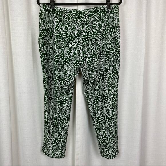 Jude Connally Green Giraffe Print Knit Cropped Pants Sz.L - Picture 7 of 11